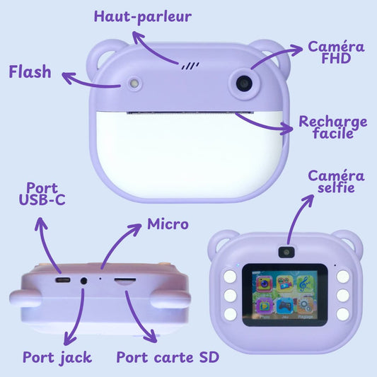 Impression photo instantanée sans encre pour enfant Lilopix